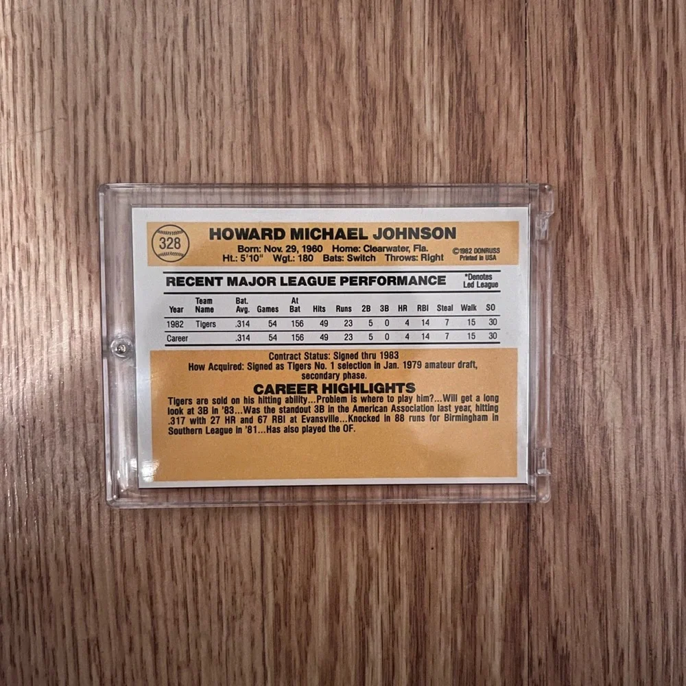1983 Donruss Howard Johuson #328 In Person Auto (MISC10)